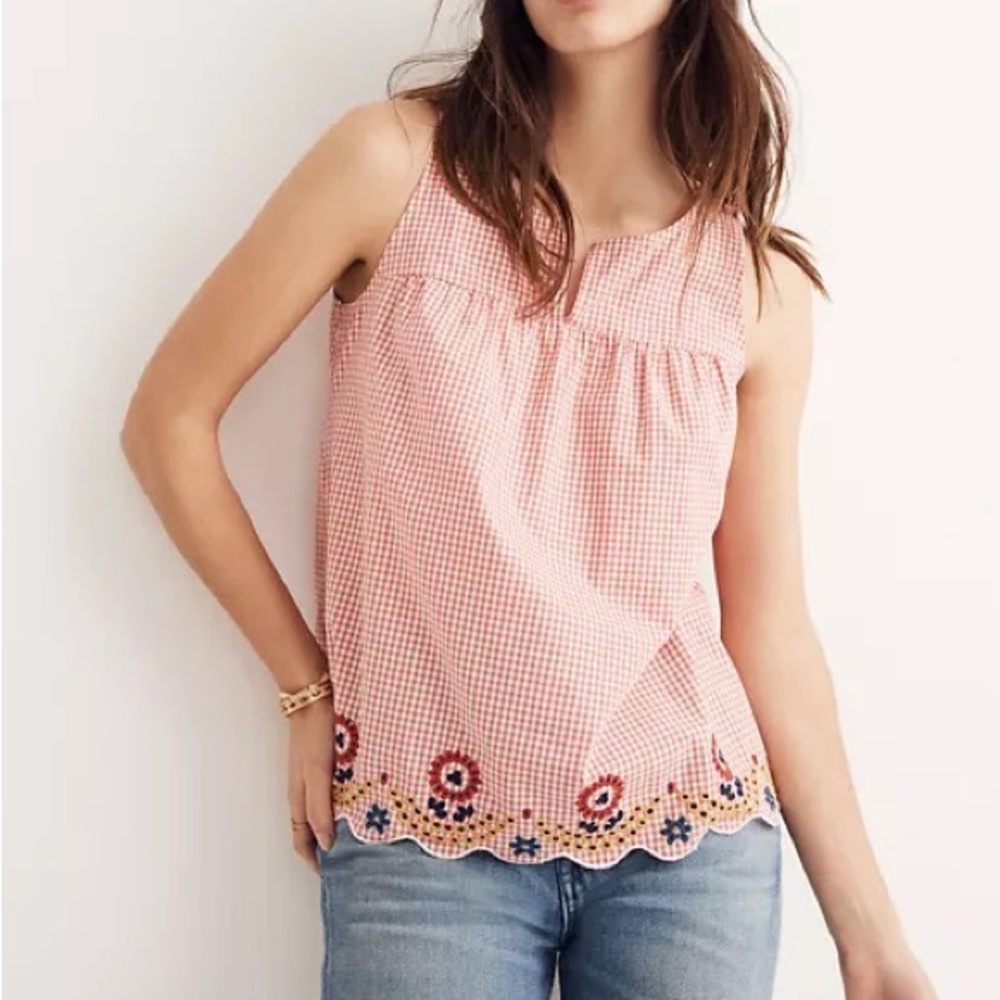 Madewell Pink Embroidered Tank M